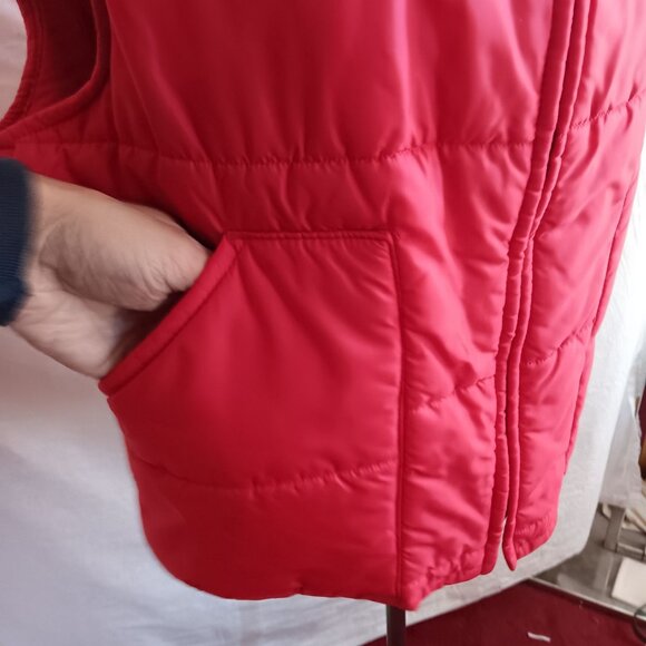 Large Vintage 80s Puffer Vest Teter Oil Field Red Insulated Zip-Up Jacket - Picture 6 of 7